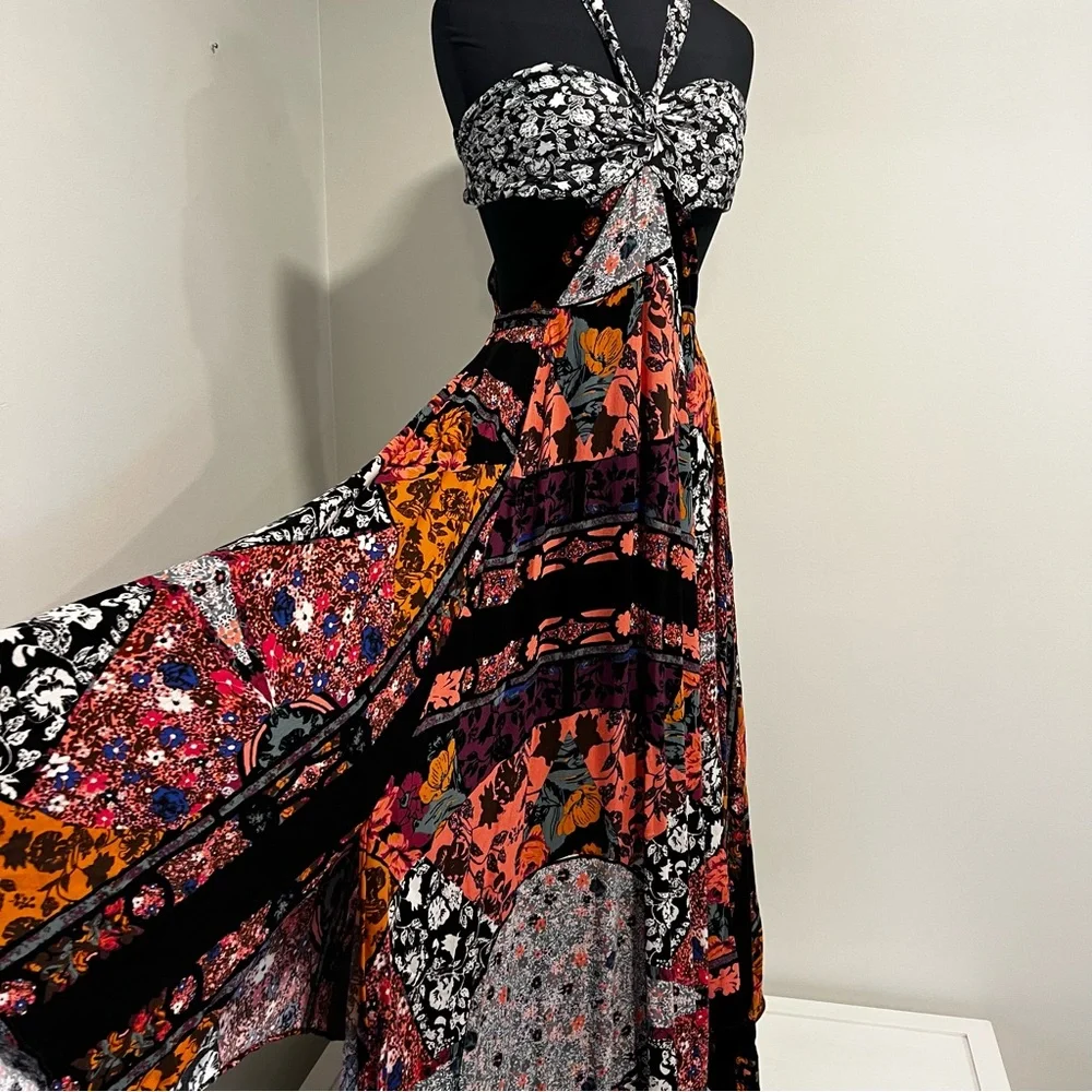 Free People Patchwork Maxi Dress in Black, Pink, Orange and Purple - Picture 10 of 16
